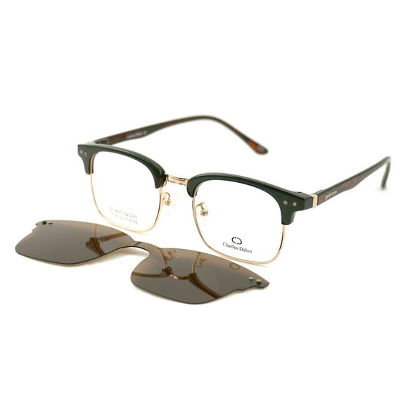 Charles Delon Square Men Brown Plastic Frame - Picture 3 of 8